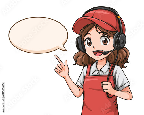 ベクタースタイルの若い女性オペレーターのイラスト