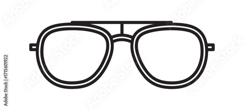 Black and White Aviator Glasses Outline on White Background
