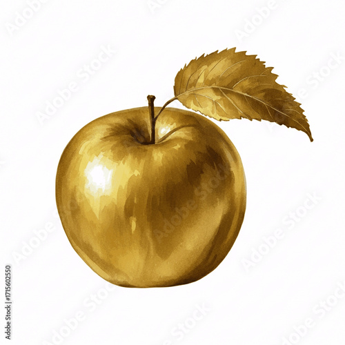 Gilded Fruit Golden Apple isolated watercolor vector illustration svg