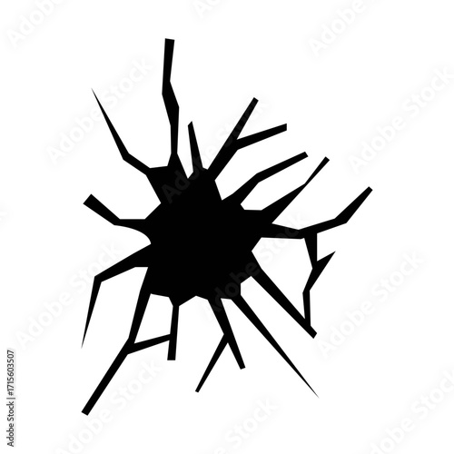 Broken Glass Crack Vector Illustration Shattered Window Impact Effect Design