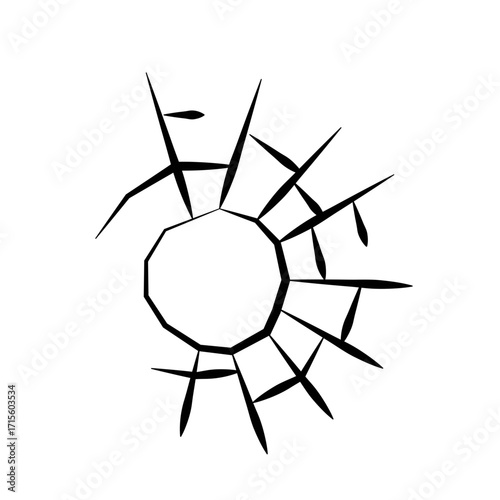 Broken Glass Crack Vector Illustration Shattered Window Impact Effect Design
