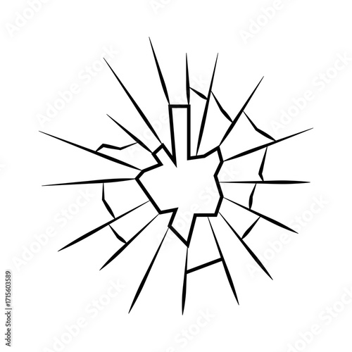 Broken Glass Crack Vector Illustration Shattered Window Impact Effect Design
