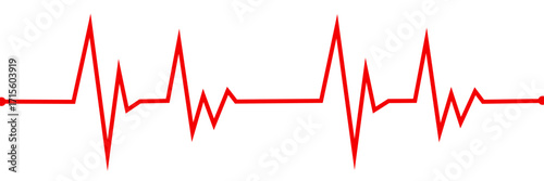 Heart rate monitor line vector isolated on transparent background. Heart rate pulse rhythm line illustration.