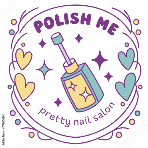 Nail polish bottle logo for Pretty Nail Salon beauty