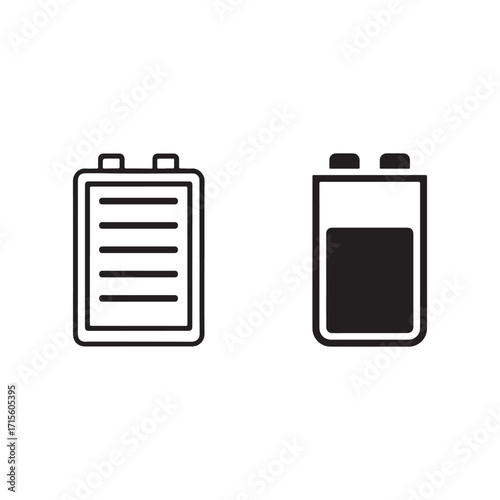 Pair of Black and White Batteries Vector Illustration.