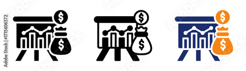 Financial Projection Icon Collection Glyph & Mixed Style 