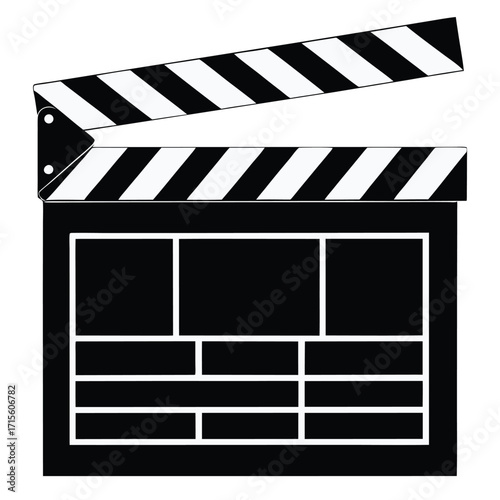 A black and white film clapperboard a symbol of cinema production