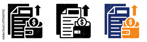 Expense Report Icon Collection Glyph & Mixed Style 