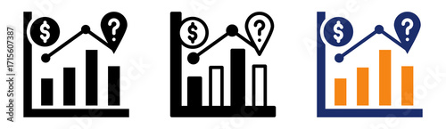 Market Forecast Icon Collection Glyph & Mixed Style 