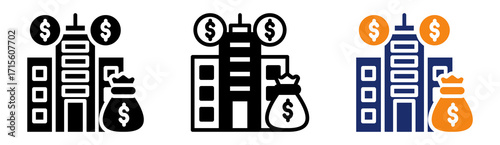 Company Finance Icon Collection Glyph & Mixed Style 