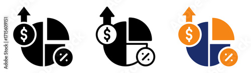 Profit Margin Icon Collection Glyph & Mixed Style 
