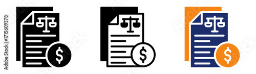 Balance Sheet Icon Collection Glyph & Mixed Style 