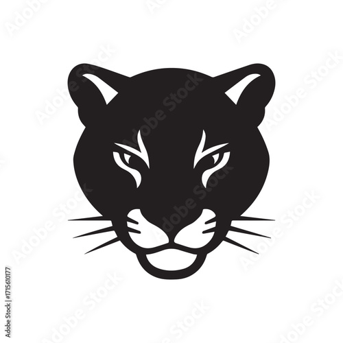 Sleek Geometric Cougar Vector Head Logo Design.