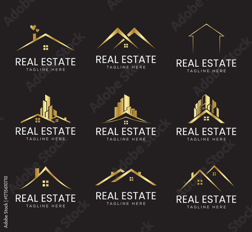 set of real estate logo design and templates