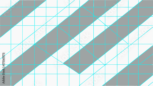 Geometric Diagonal Stripes Pattern on a Technical Blueprint Grid Background