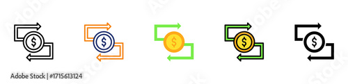 Cash Flow Icon Multiple Style Collection Set 