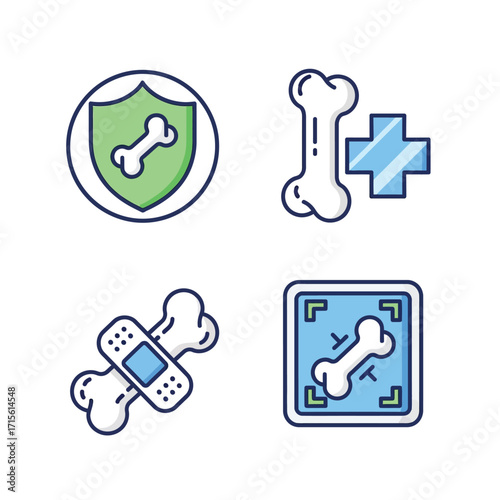 Bone Health & Fracture Care Icons Medical Illustrations