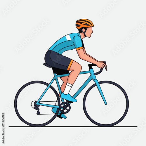 Flat vector illustration of a person riding a bicycle