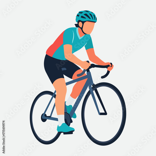 Flat vector illustration of a person riding a bicycle