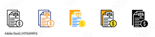 Balance Sheet Icon Multiple Style Collection Set 