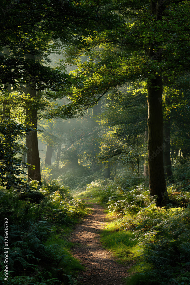 Obraz premium experience beauty of summer landscapes across different countries featuring lush forest trails bathed in
