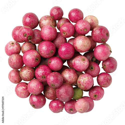 Fresh Pink Peppercorn with Pink Skin and Juicy Texture on Transparent Background