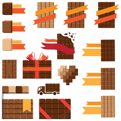Chocolate with ribbon vector set