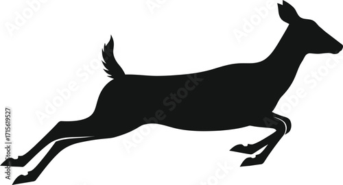 Leaping deer silhouette, wildlife mammal in motion, graceful animal