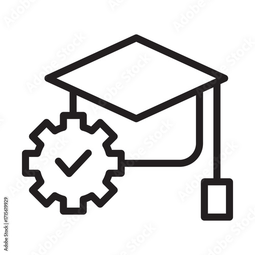 Secure Learning with AI Credentialing Editable Stroke Icon