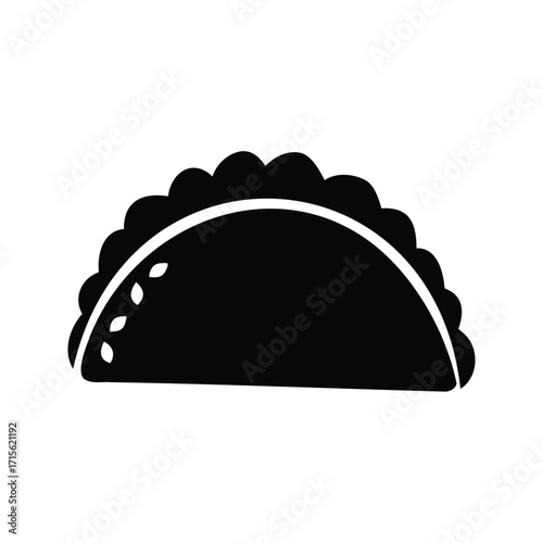 Empanada Silhouette with Scalloped Edge, A Traditional and Savory Pastry Treat, taco ingredients silhouette vector illustration