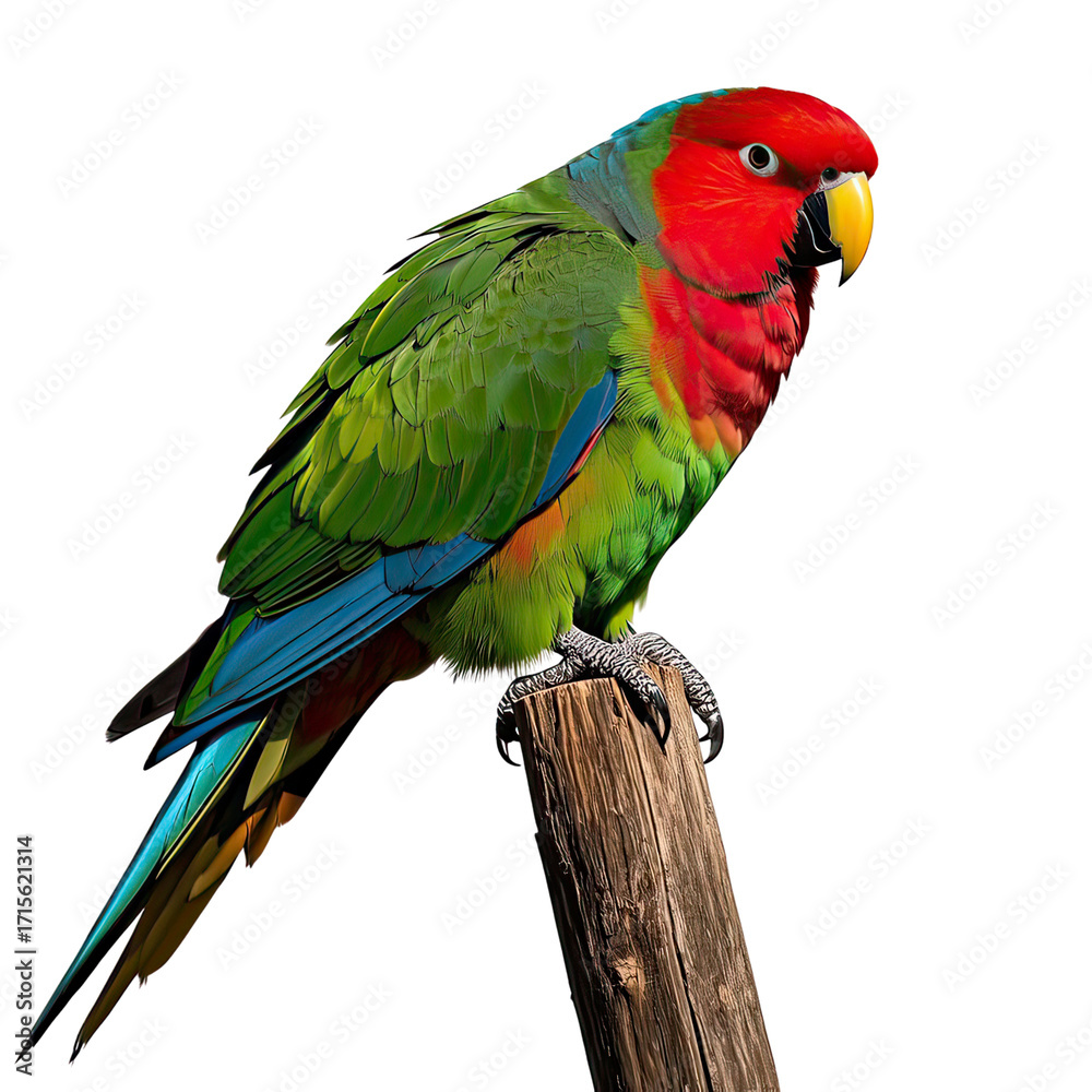 Obraz premium Colorful Exotic Parrot with Red Green Blue and Yellow Feathers, Generative AI