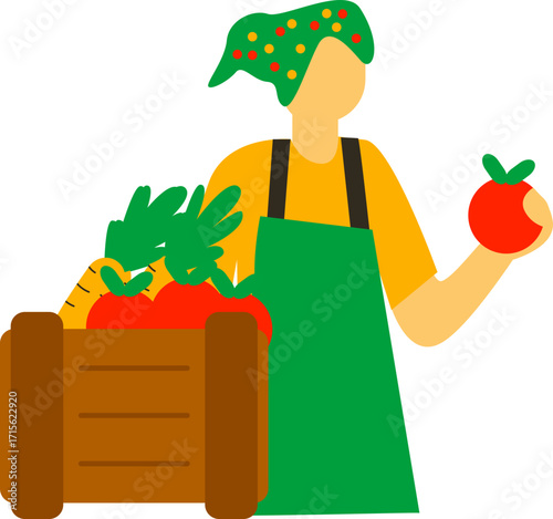 modern flat icons depicting scenes of retail and grocery shopping. Includes customers, vendors, fresh produce, and market stalls. Perfect for UI, websites, and healthy eating concepts.