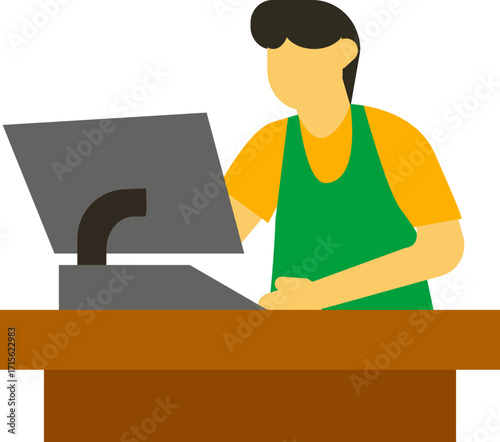 modern flat icons depicting scenes of retail and grocery shopping. Includes customers, vendors, fresh produce, and market stalls. Perfect for UI, websites, and healthy eating concepts.
