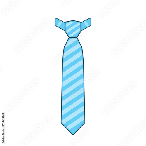Blue tie with light blue diagonal stripes decorating it cartoon cute.