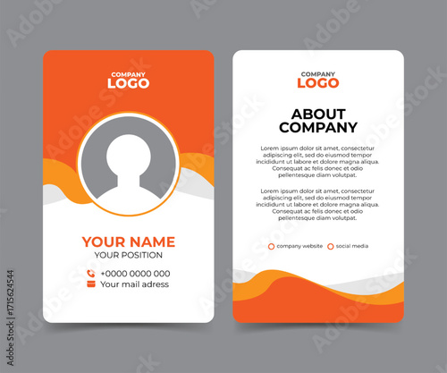 Identity Card with Orange Abstract Wavy