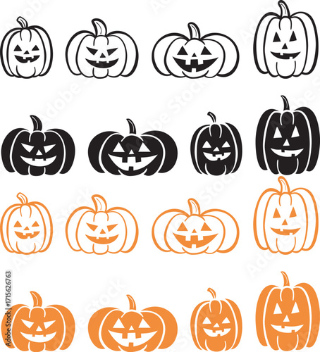 set of halloween pumpkins
