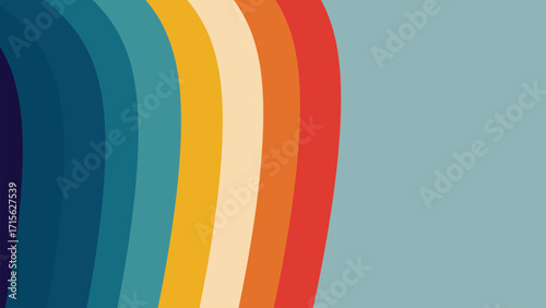 Retro background with rainbow color combination. Abstract texture of red, yellow, green, blue, stock illustration. Nature, Asia - Asia-Pacific, Shapes, Blue, Hills