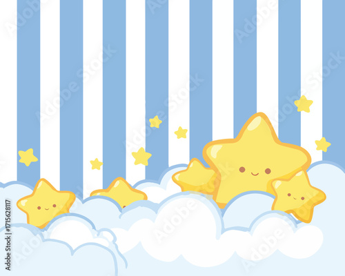 夢想的な星と雲のベクター背景イラスト