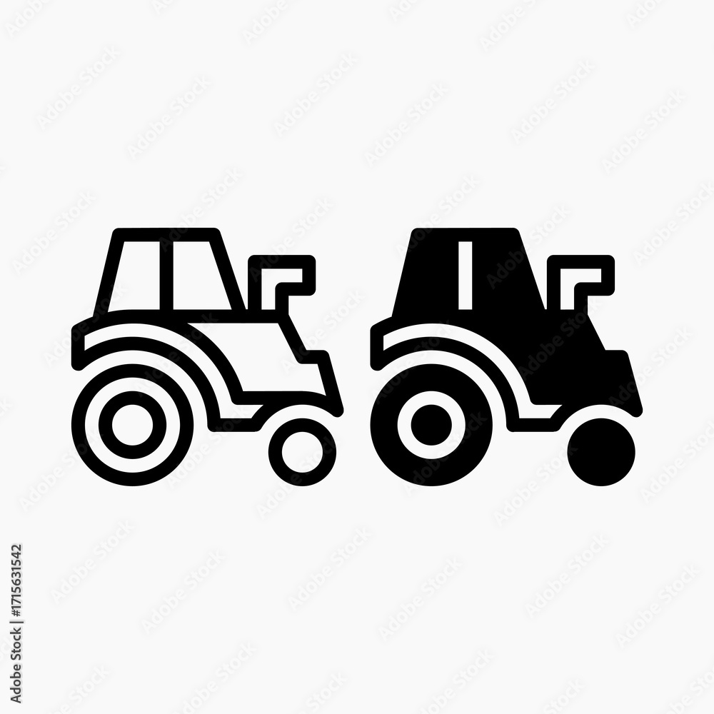 Naklejka premium tractor icon outline and solid style