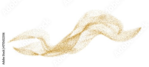Shining gold glitter dot particle fluid wave. Vector bright tinsel for holiday design, confetti stripe dust premium luxury background. Abstract gold stipple flow, shiny liquid undulate pattern.