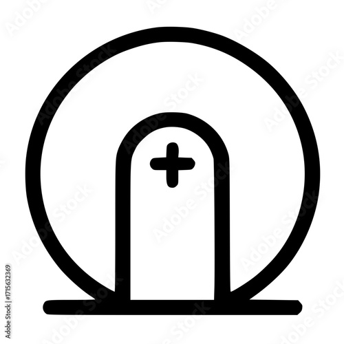 Simple round grave logo silhouette