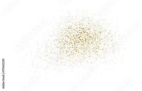 Gold dust scattering with shimmer flying particles. Abstract gold glitter particle dust explosion. Dynamic dot spark liquid flow. Vector element for holiday design, Christmas background