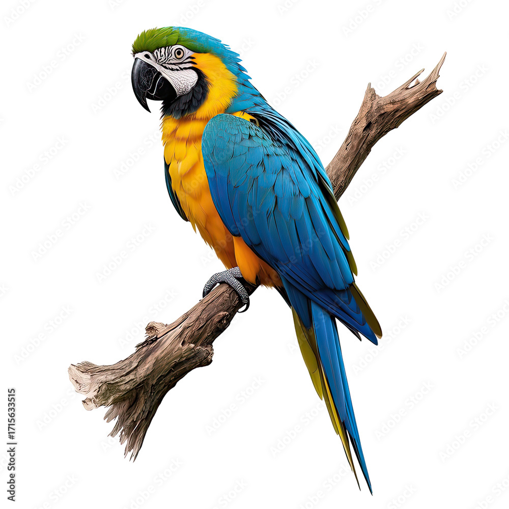 Obraz premium Blue and Yellow Macaw Parrot with Vibrant Colorful Feathers, Generative AII