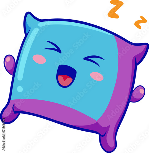 Pillow sleepy and yawning  white background
