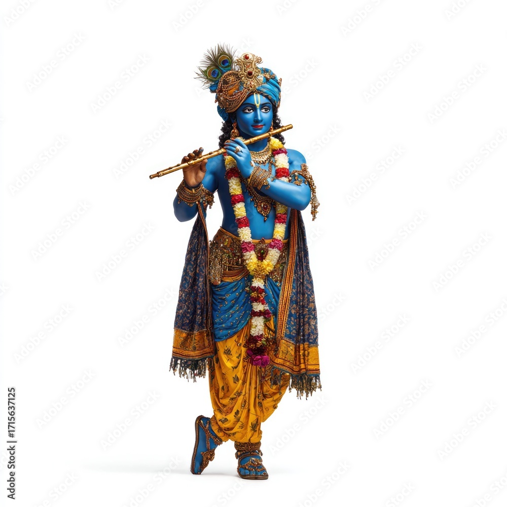 Obraz premium Divine performance of krishna in traditional attire cultural fest india colorful artistic showcase