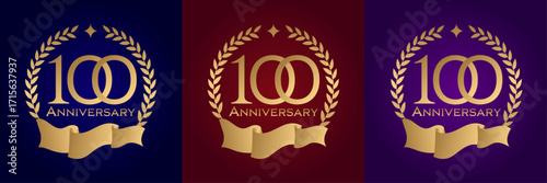 100周年記念ロゴセット（月桂樹とリボンのデザイン）