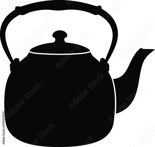 Retro kettle silhouette vector illustration minimalist kitchenware icon vector