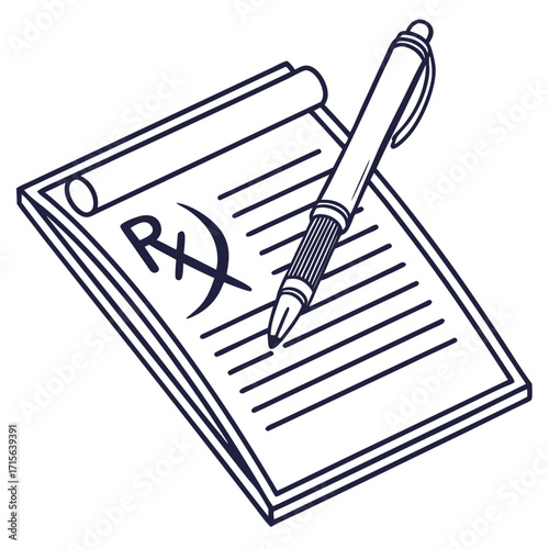 Illustration of a prescription pad with pen