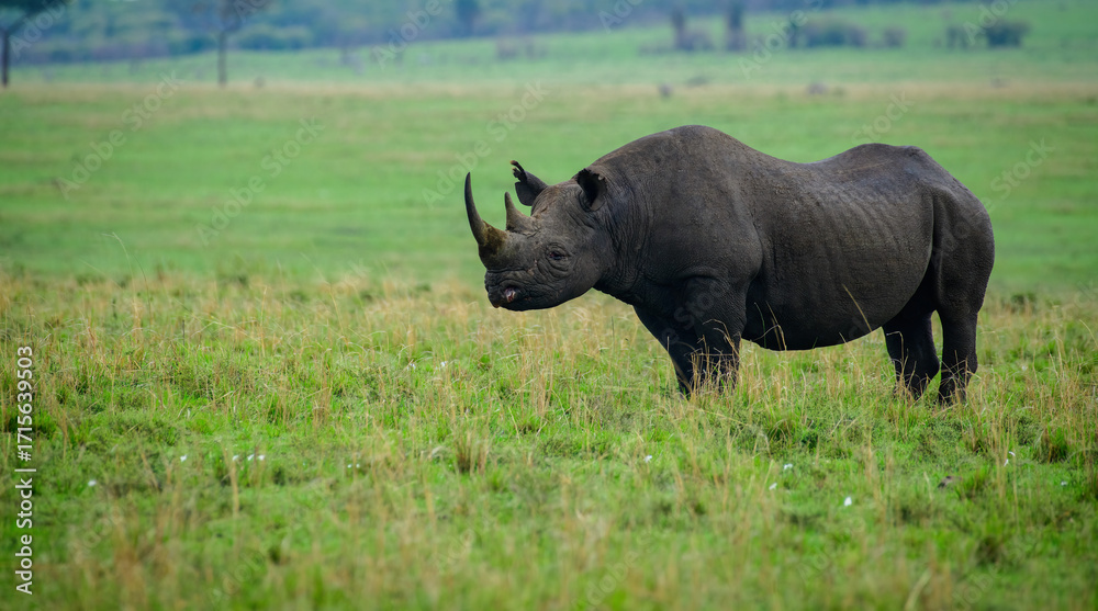 Obraz premium Rhino in the wild forest, Africa, Masai Mara in Kenya