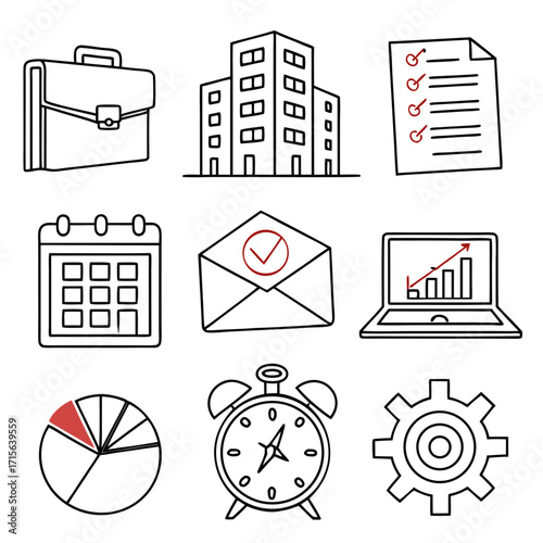 Vector art of business and finance icons in doodle style